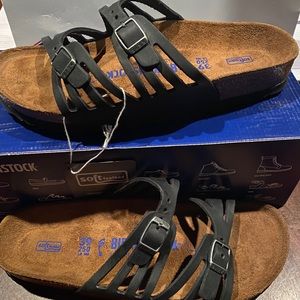 Birkenstock Granada black leather 8 narrow new